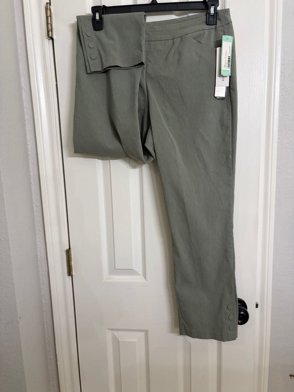 Tribal Olive Green Cropped Ankle Pants
